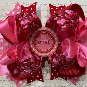 Valentines Day Love Hair Bow; Large Hair Bow with Alligator Clip New